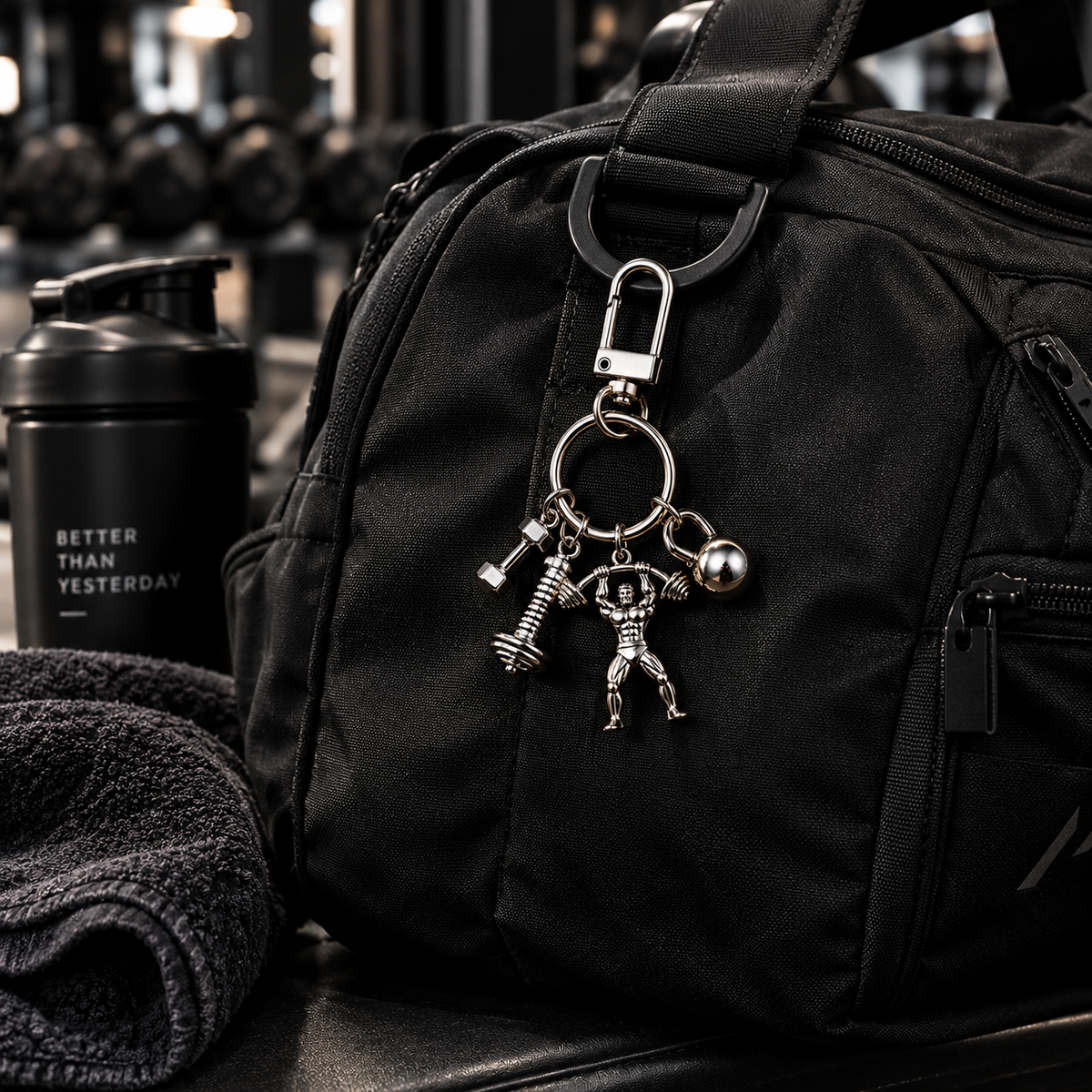 IronLift Keychain& 5pcsGym Charms