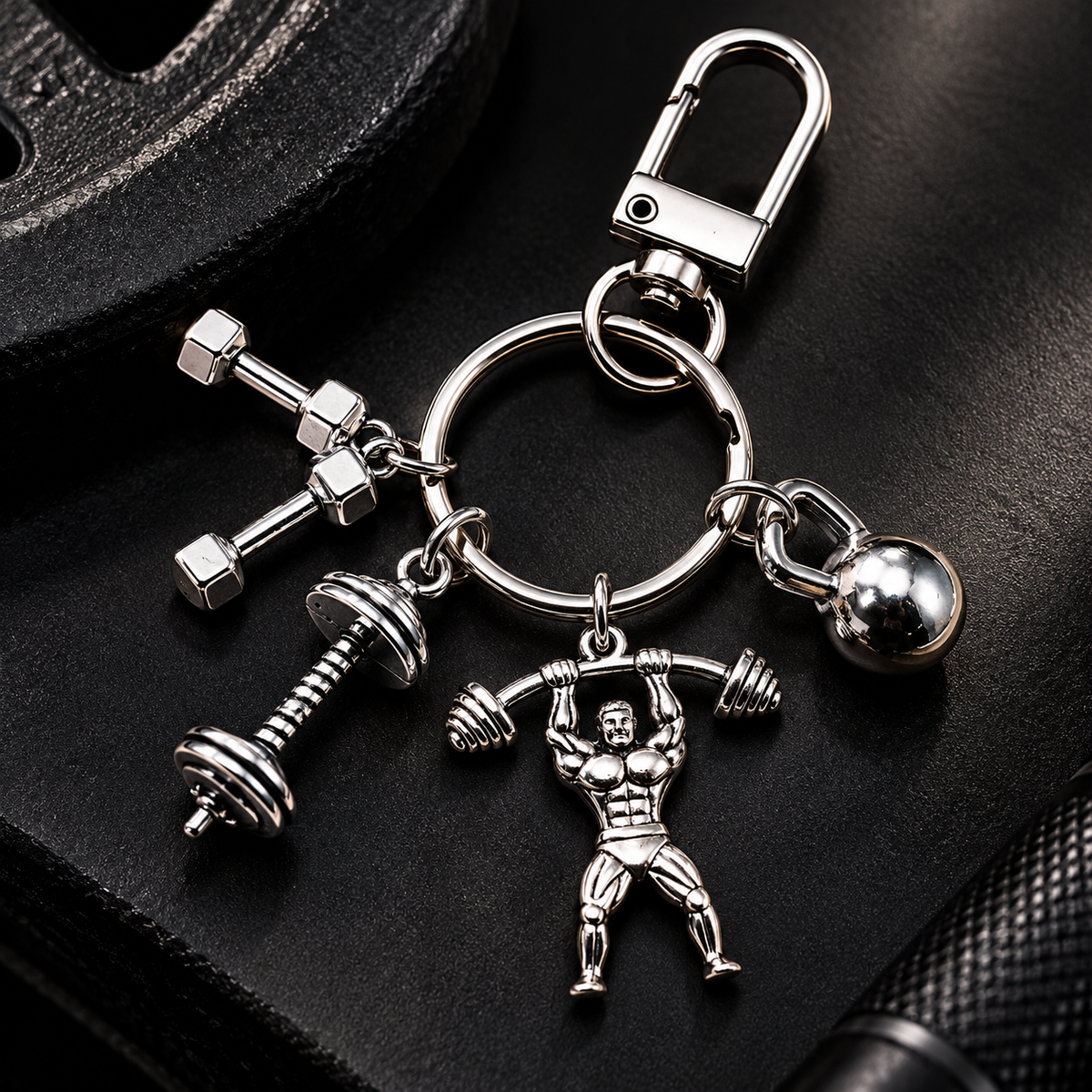 IronLift Keychain& 5pcsGym Charms